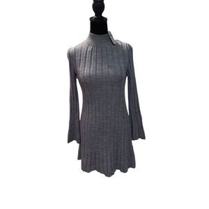NWT Anthropologie Petites Turtleneck Sweater Dress M Gray Knee Length